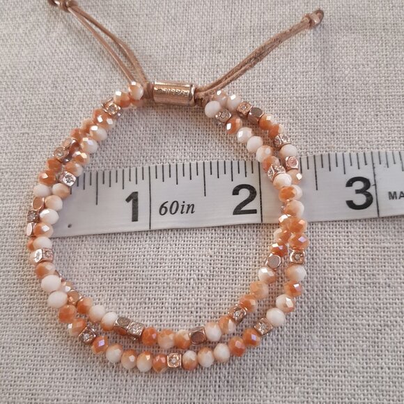 Fossil Delicate Peach & Cream Bead Bracelet - Picture 9 of 9